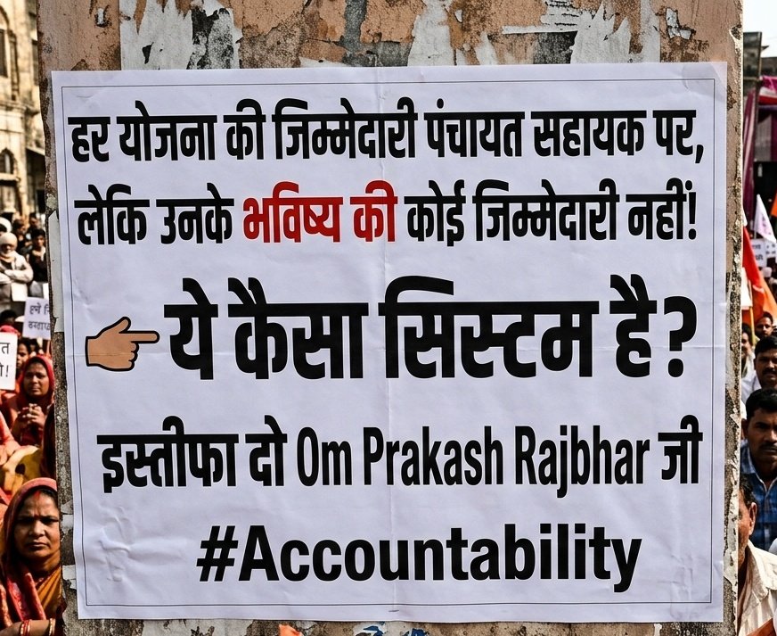 <a href="/brajeshpathakup/">Brajesh Pathak</a> <a href="/oprajbhar/">Om Prakash Rajbhar</a> #ओपी_राजभर_इस्तीफा_दो
#पंचायती_राज_मंत्री_इस्तीफा_दो

पंचायत सहायकों को न्यूनतम वेतनमान दो अन्यथा गद्दी छोड़ो।

<a href="/oprajbhar/">Om Prakash Rajbhar</a> <a href="/uppanchayatiraj/">Panchayati Raj Department, GoUP</a> <a href="/mopr_goi/">Ministry of Panchayati Raj, Government of India</a> <a href="/ChiefSecyUP/">S.P. Goyal, Chief Secretary, GoUP</a> <a href="/Manojkmr_singh/">Manoj Kumar Singh, IAS (Retd.)</a> <a href="/CMOfficeUP/">CM Office, GoUP</a> <a href="/DirectorUPPR/">Director Panchayati Raj</a>