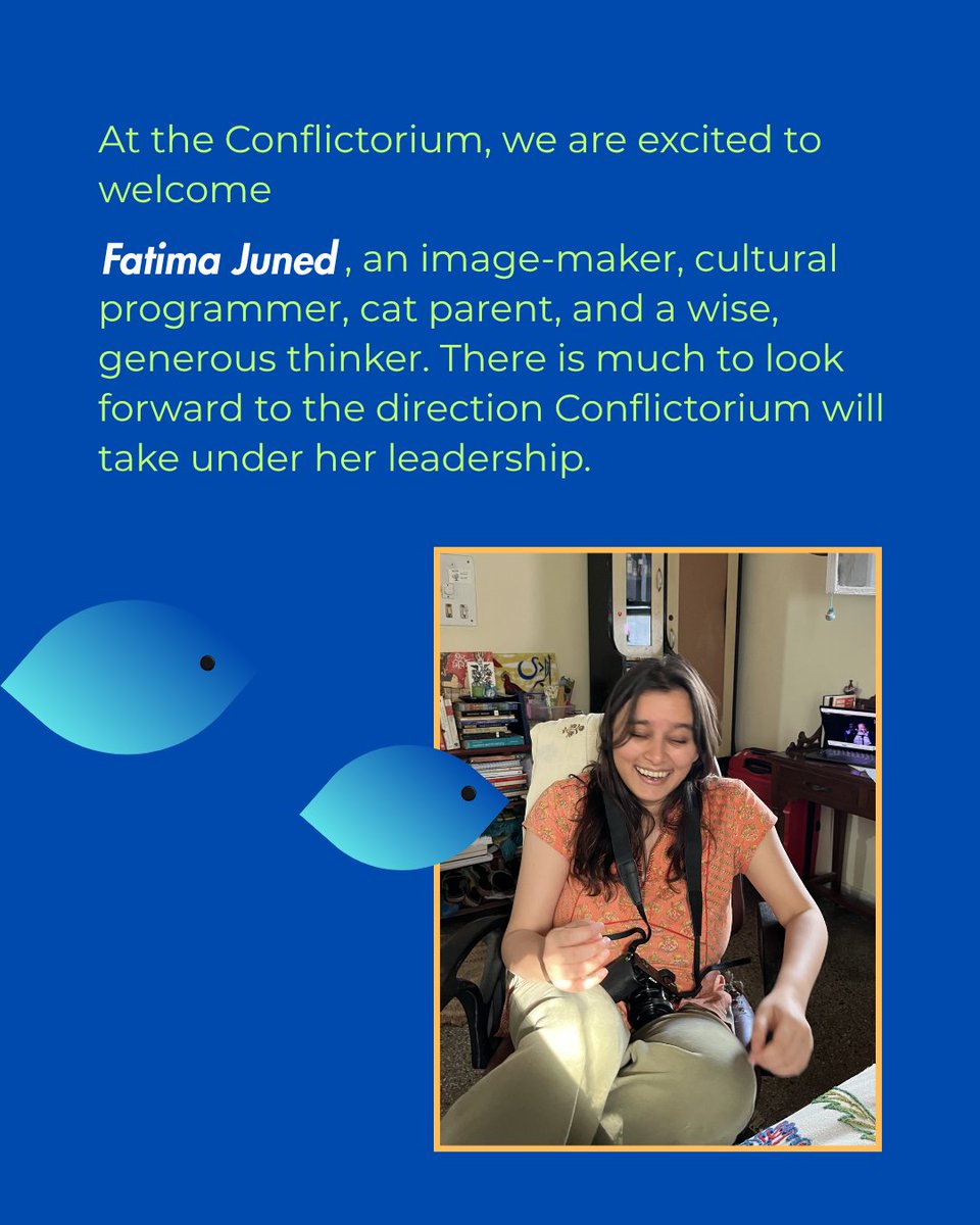 conflictorium's tweet photo. 📣 We have an announcement! 📣

As a principled position and a response to time, YSK Prerana, Artistic Director, is transitioning out of their role. 

Conflictorium welcomes Fatima Juned, to carry on the movement with mischief and intent. https://t.co/UfvEZcbxHv