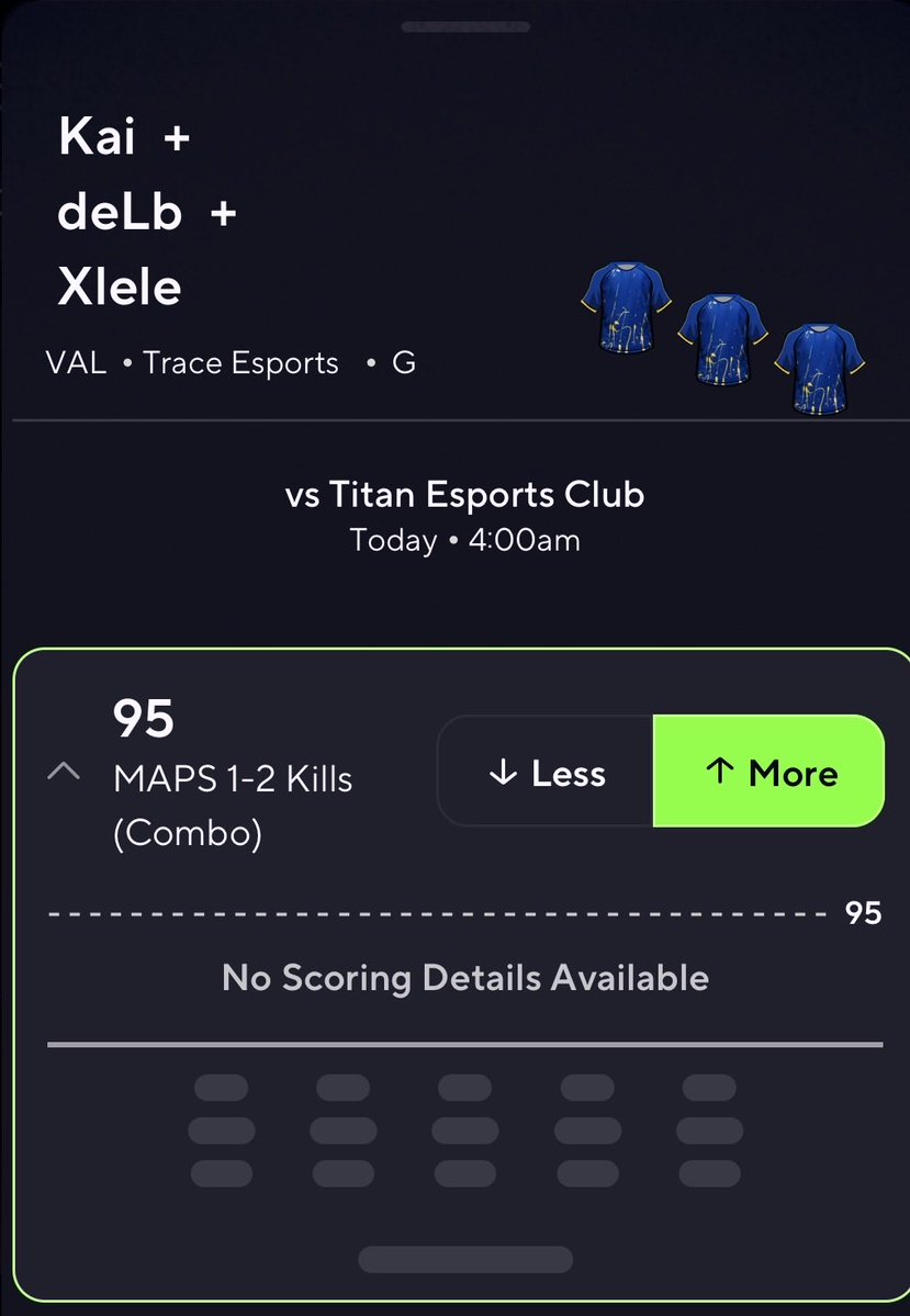 ghoulbets's tweet image. PRIZEPICKS VAL POTD 💰             

Trace combo OVER 95 Kills 🎯

13-4 POTD Record      

#PrizePicks #GamblingX #Esports