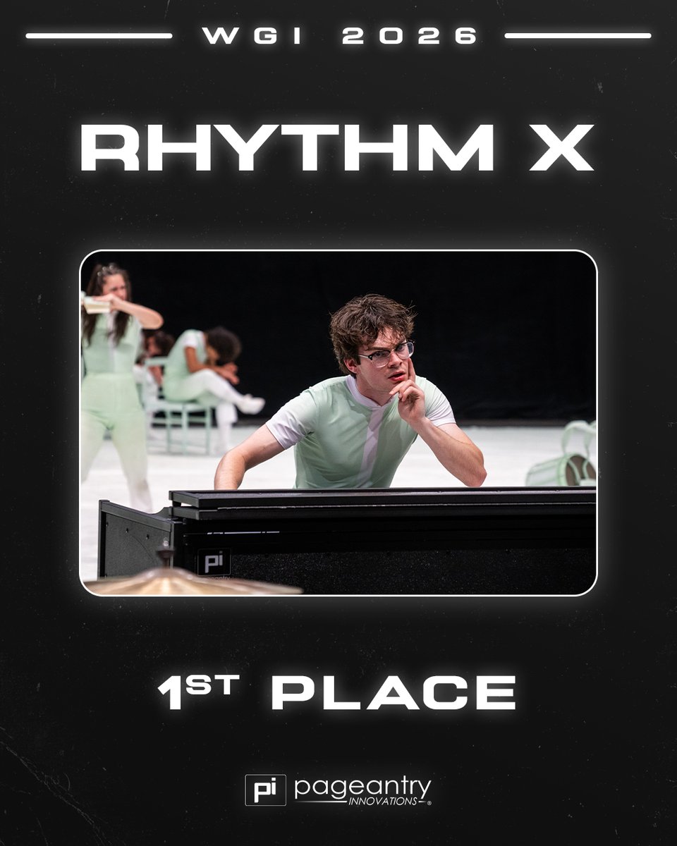 Pageantry_PI's tweet photo. 🥇 Rhythm X

An incredible performance and a record-setting run at WGI World Championships. Congratulations on a historic season.

#PageantryInnovations #PI #WGI2026 #wgi #indoordrumline https://t.co/lmRg6plzic