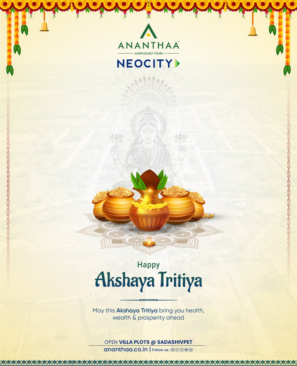 AnanthaSpaces's tweet image. Celebrate Akshaya Tritiya with a Smart Investment at Ananthaa Neocity
On the auspicious occasion of Akshaya Tritiya, take a step toward lasting prosperity with a meaningful investment.
🔗 ananthaa.co.in

#AkshayaTritiya #FestiveInvestment #RealEstateIndia