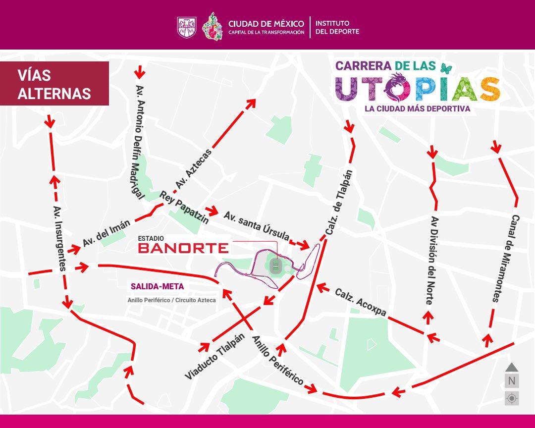 #Importante | 🏃‍♀️ Recuerda que mañana, a partir de las 7:30 horas, se llevará a cabo la Carrera de las #UTOPÍAS. 🦋

Consulta las vías alternas y anticipa tu trayecto para evitar contratiempos. 👇
