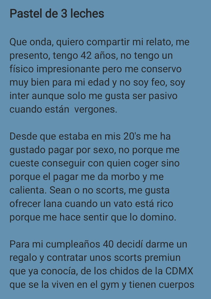 Relatosxxxver's tweet photo. Pastel de 3 leches 🎂💦🤤 1/2

Un seguidor anónimo nos comparte este relato sobre la manera muy particular en la que celebró su cumpleaños. https://t.co/MG1mtgczae
