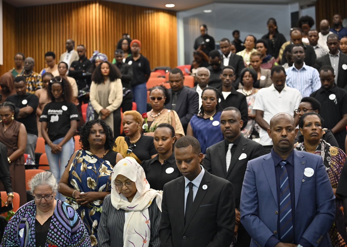 RwandaSingapore's tweet photo. At #Kwibuka32 in Brisbane, QLD, participants paid tribute to the victims of the 1994 Genocide against the Tutsi in Rwanda, and reflected on the importance of upholding historical truth, standing in solidarity with survivors, and global responsibility for early prevention of atrocities. The commemoration also underscored the need for justice and accountability, with calls for the prosecution of remaining genocide suspects still at large.