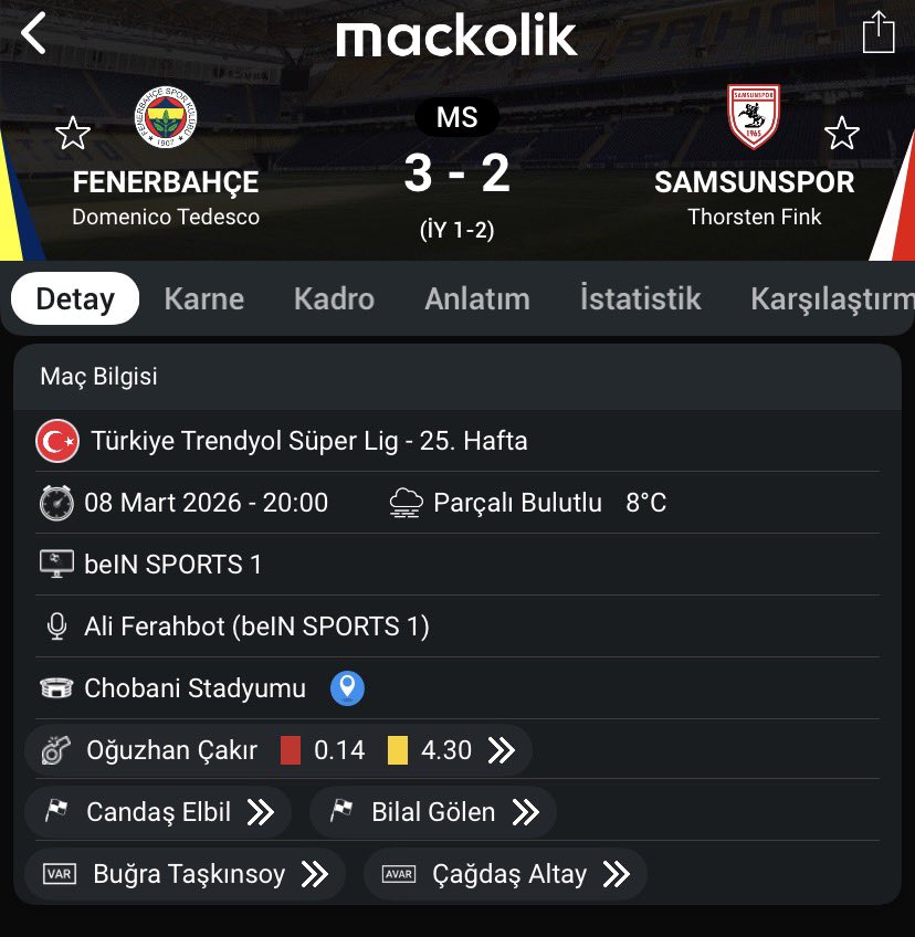 _sword_85's tweet photo. Fenerbahçe Samsun maçında son dakika ofsayt olması gereken golü veren VAR hakemi yine aynı fenerbahçeli sahış https://t.co/tjnH3kraie