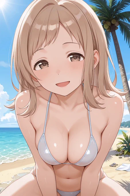 アイドルグラビアお仕事中の櫻木真乃 SFW No suggestive intent, No nudity. Healthy idol gravure swimwear style illustration. #シャニマス
