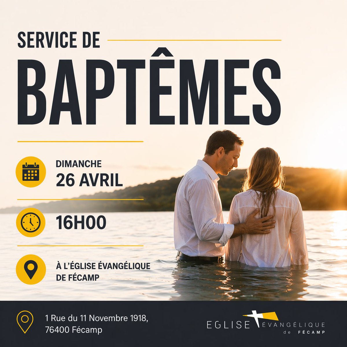 ✨ SERVICE DE BAPTÊMES ✨  

Nous avons la joie de vous inviter à un moment fort 🙏