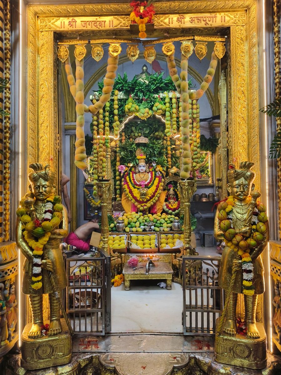 Mumbadevi temple decorated with mangoes on the occasion of Akshay Tritiya today.