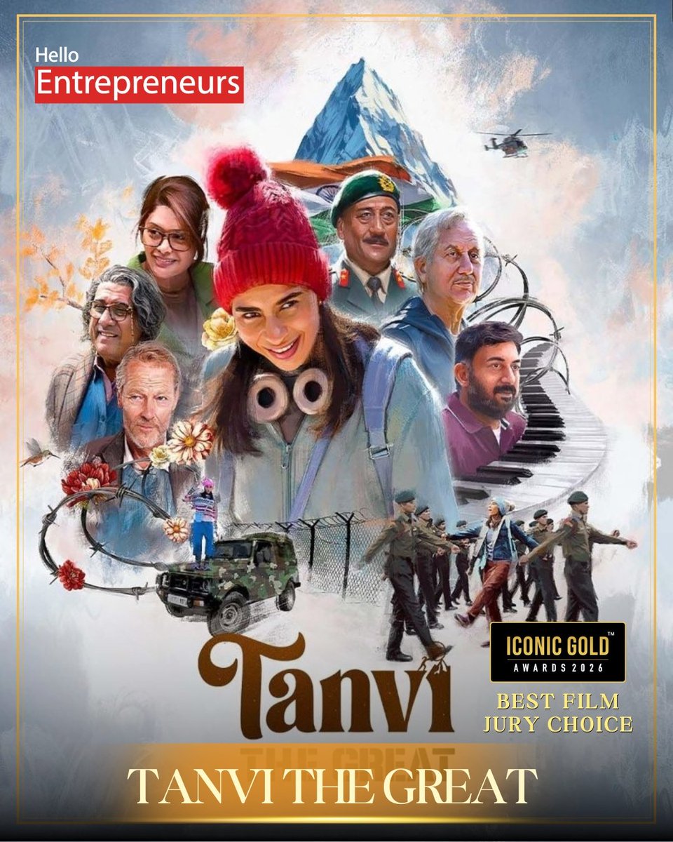 IconicGoldAward's tweet photo. A Story of Heart and Courage: Tanvi The Great, Wins Best Film Jury Choice
.
.
.
@AnupamPKher
#TanviTheGreat #IconicGoldAwards #HelloEntrepreneurs #IconicGoldAwards2026 #HelloEntrepreneursSpecialissue https://t.co/z8okqB5kiI