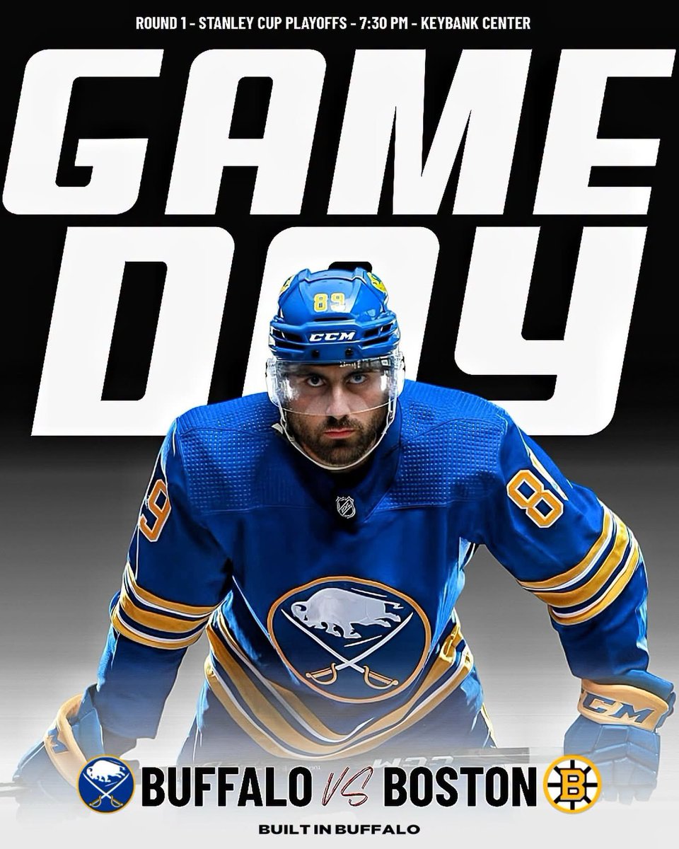 BuiltInBuffalo_'s tweet image. IT’S SABRES PLAYOFF GAMEDAY! ⚔️🦬

BUFFALO SABRES PLAYOFF HOCKEY IS BACK!

It all starts tonight! 
#Sabres vs #Bruins
7:30 • KeyBank Center

#NHL | #Sabrehood | #LetsGoBuffalo