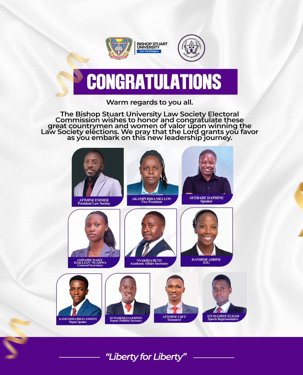 BsuLaw's tweet image. As the Law Society, we disagree with this.
Atwiine Emmer is not our elected President.
We hereby call for a re-election.
Disregard this until further notice.