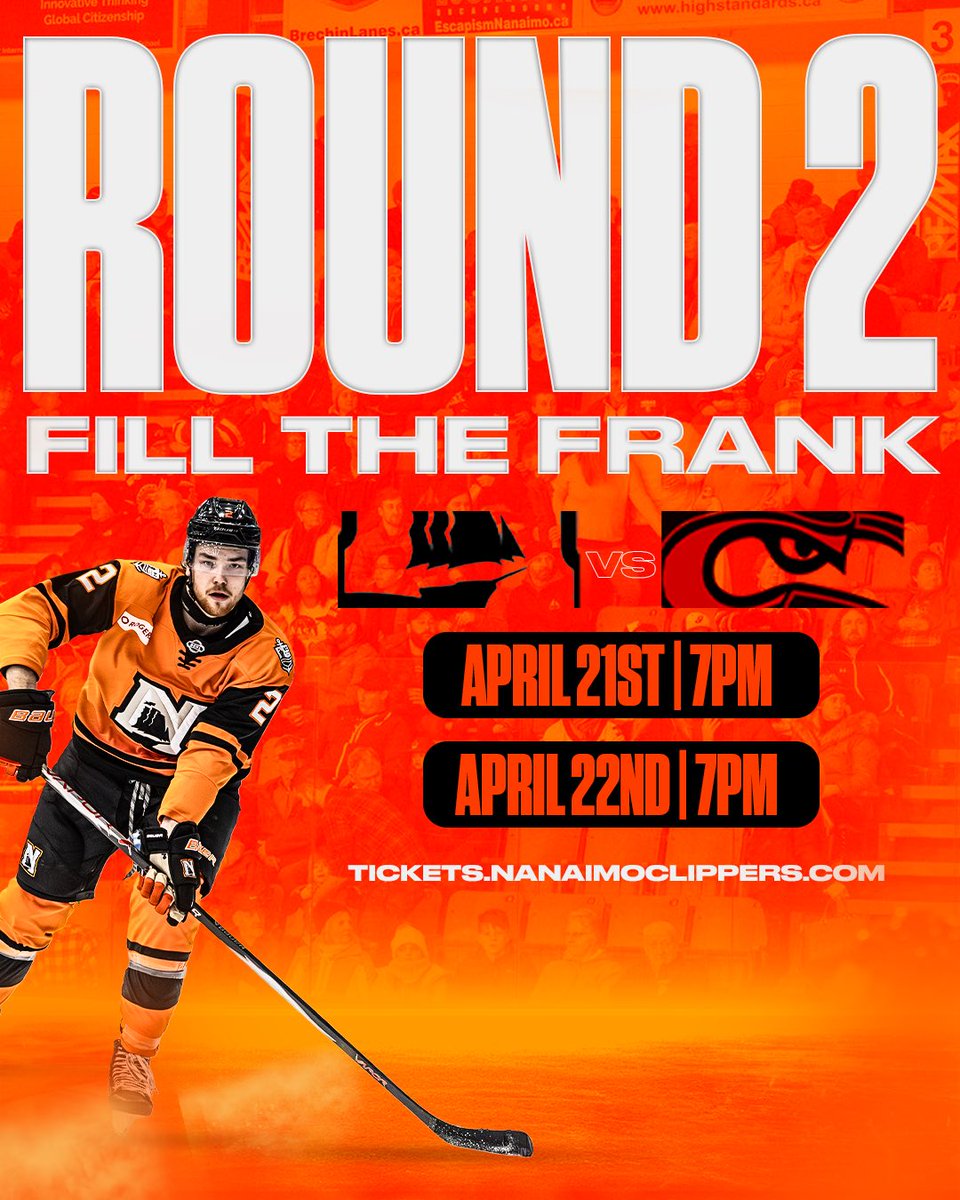 ClippersHockey's tweet photo. NANAIMO…
Games 3 & 4 go down Tuesday and Wednesday at The Frank and we need YOU 🫵
We’re up 2-0 in the series and it’s time to #FillTheFrank this week‼️
🎟️ | https://t.co/IefFtABhLf
#OurTownOurTide https://t.co/FCE2DXjvjB
