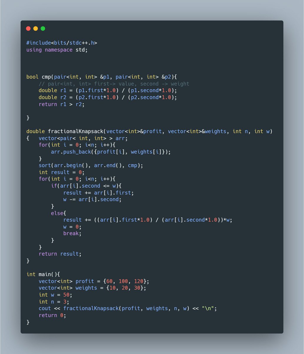 amansharma264's tweet image. Solved 2 DSA problems today:
✅ Fractional Knapsack
✅ 1710. Maximum Units on a Truck
Greedy algorithms hitting different when they finally click 💡
Small steps every day → big improvement over time.

#DSA #CodingJourney #LeetCode #100DaysOfCode