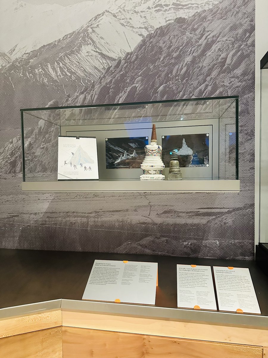 GitanjaliAngmo's tweet photo. Happy and honoured to share that our Institute, Himalayan Institute of Alternatives, Ladakh, #HIAL will be on permanent display at Victoria & Albert (East) museum, London. 
@Wangchuk66’s innovations, Ice Stupas as water management solutions, Passive Solar Heated rammed earth homes as carbon negative, energy positive building solutions, HIAL’s master plan as the University of the Future and HIAL’s educational philosophy, the output of my PhD, as a wooden infographic depicting five pillars of the Education of the future, have been displayed. Also a 3.30 minute video explaining the philosophy of HIAL accompanies the exhibits! Our heartfelt thanks to HH Chetsang Rimpoche our patron for always inspiring us, our board members, advisory board and all the staff and students of HIAL for your dedication and support! Thank you Zofia, Chloe and the curators of V&A!
#TransformIndia
#DecoloniseTheIndianMind