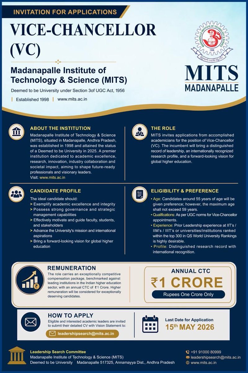 MITS Deemed To Be University, Madanapalle tweet media