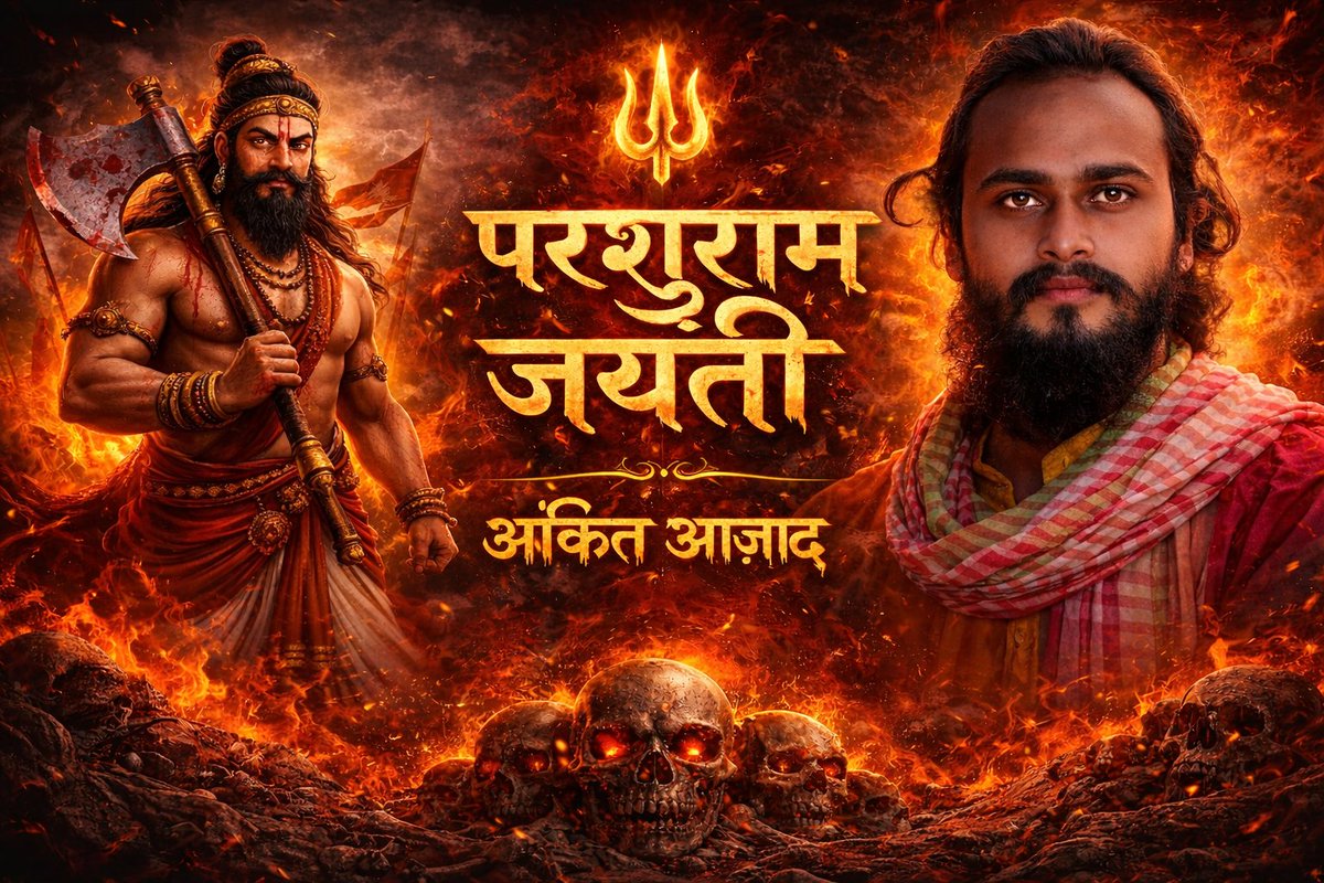 Ankitazad56's tweet photo. जहाँ अन्याय बढ़ता है, वहाँ परशु उठता है,
धर्म की राह में हर अधर्म झुकता है। #अंकित_आज़ाद https://t.co/z4EwvNgTFV