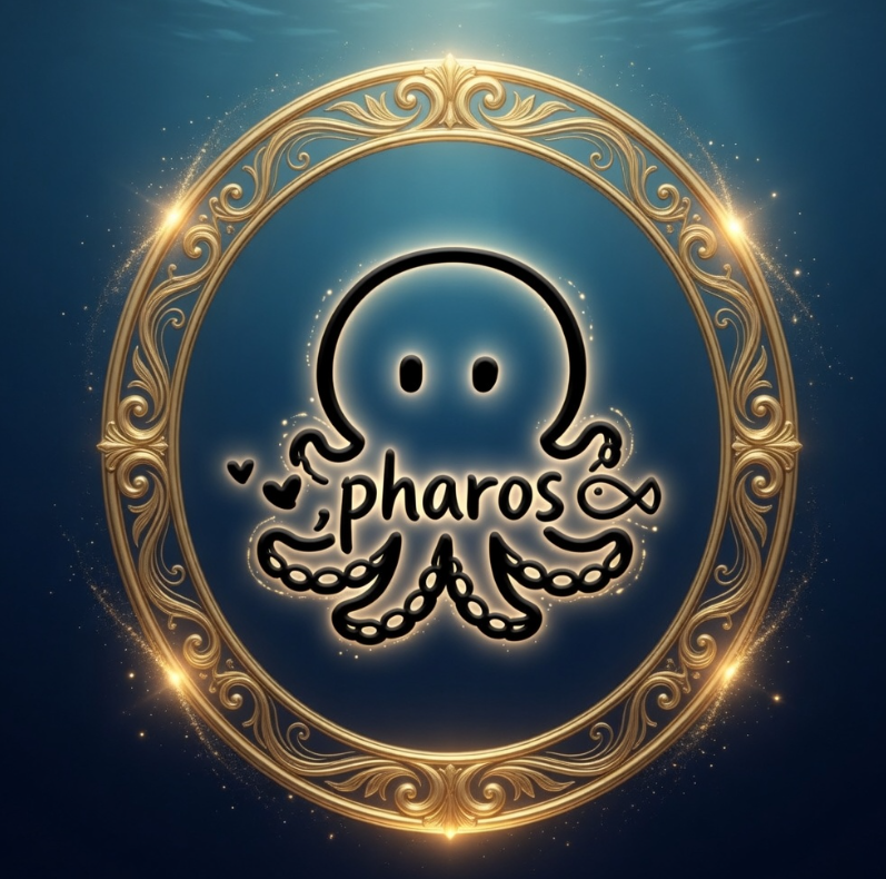 HAnD_812's tweet image. A cute octopus in Pharos’ signature blue ocean tones, enclosed in a glowing golden lighthouse frame. Symbolizes community connectivity, flexibility, and Pharos’ guiding role in uniting Web2 &amp;amp; Web3.@pharos_network #NFT