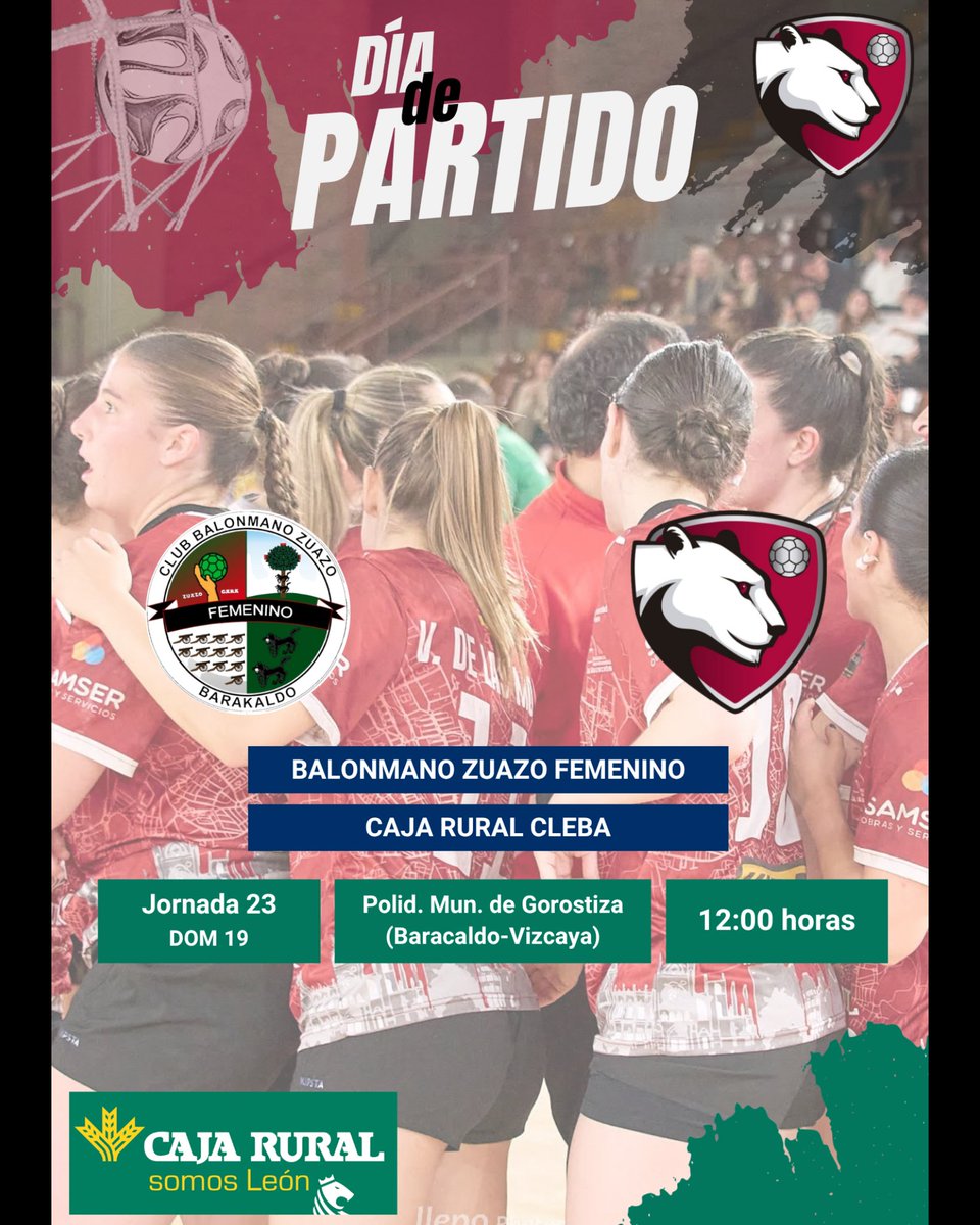 ClebaLeonBm's tweet photo. 🔴⚫ ¡HOY JUGAMOS!⚫🔴
Día de partido Liga #DHOroFem
🗓 Jornada 23
⌚ 12:00 h
🏟 Pabellón Municipal de Gorostiza (Baracaldo-Vizcaya)
🆚 @CbmZuazo
📱 https://t.co/WxHmmp09i1
🤜🤛 "Juntas en la grada, invencibles en la cancha”
#cleba #clebaleón #garracleba #CajaRuralconelDeporte https://t.co/1oM8Kbyu9H