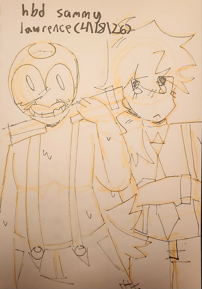 glitchdsoftware's tweet image. #bendy rlly rlly quick bday sammy doodles cuz i almost forgot havent drawn this guy in a while so if they look wonky thats why