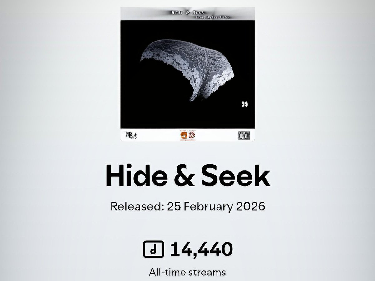 fabfutur3's tweet image. One record ⏺️🎙️ 14,440 @Spotify STREAMS 👏🏾🎉🥳🤩👑 Thank you to ALL our top fans for this...

#HideAndSeek 
🎙️ cred: @Andreviska_sa
🗣️ agency: @area1520promos