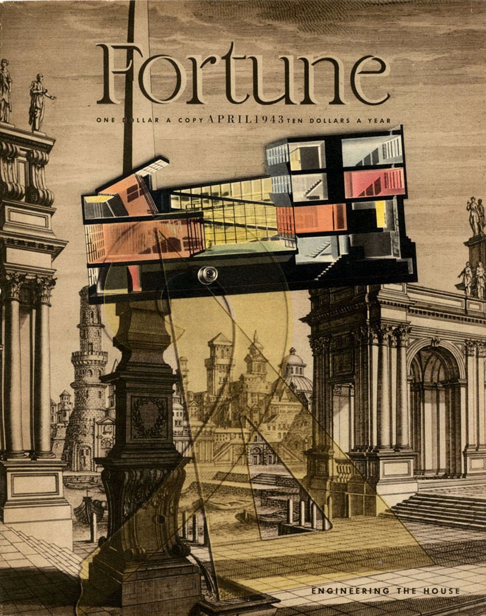 LRonLacy's tweet image. #Fortune for #APRIL 1943
‘Engineering the House’
Illustration by Boris Artzybasheff (1899-1965 👉ALT)
Cover of *Fortune*, April 1943
#FortuneCover #illustration #illustrationart #graphicdesign #BorisArtzybasheff #homebuilding #housedesign #engineering #architecture