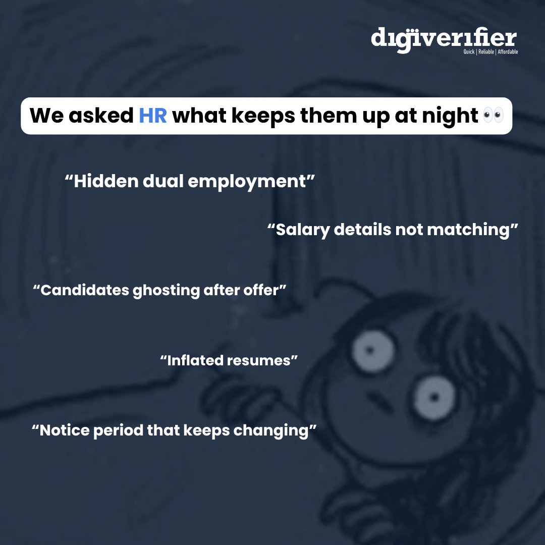 DigiVeriferHQ's tweet image. Every HR team has a version of this list.
The challenge? Most of these risks only surface after the offer is rolled out!

With DigiVerifier, validate employment history and income data in just 10 minutes!

#Hiring #HR #TalentAcquisition #BackgroundVerification #DigiVerifier
