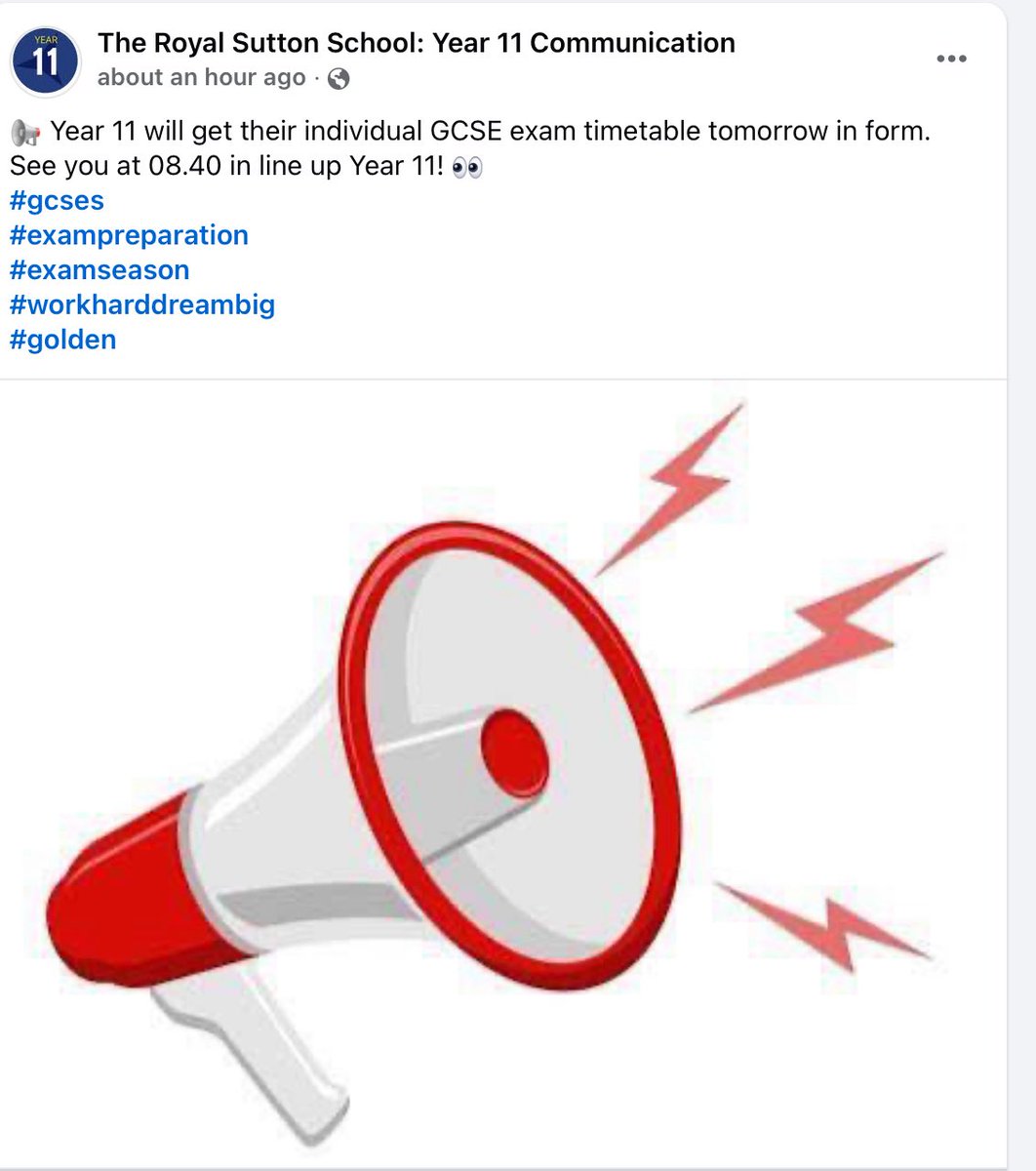 TRSSchool's tweet image. Shared from our Year 11 Communication Facebook Page: 
Year 11 will be handed their timetables tomorrow morning. 
They will be asked to take a photo of it on their iPads too! 
#GCSEtimetables
#workhard #dreambig #beextraordinary