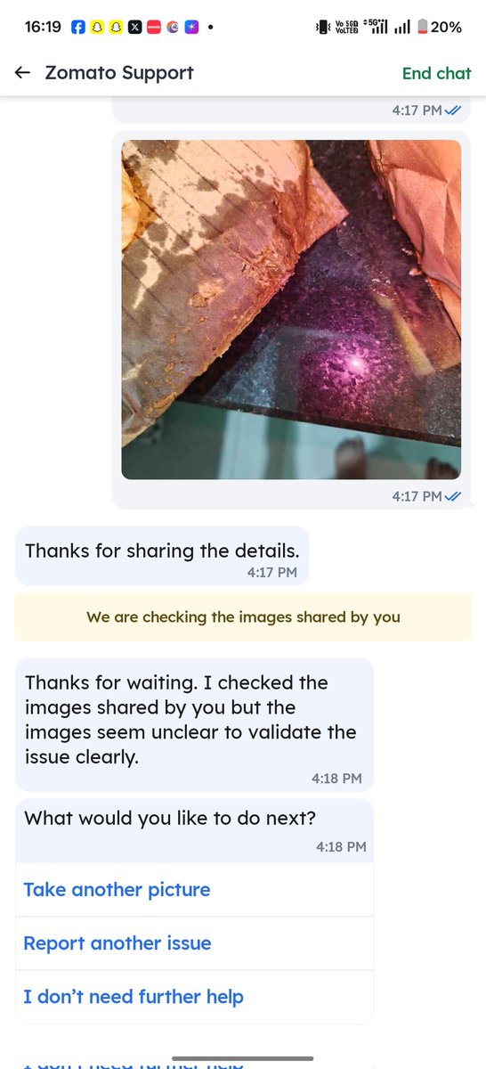 AmanShahi29's tweet photo. Zomato, this is getting ridiculous! Ordered food and it arrived completely spilled and ruined because of poor packaging and careless delivery. I sent clear photos of the mess, but your support team is still "unable to understand the spillage issue."  #ZomatoFail #zomato https://t.co/X3zGPgF72M