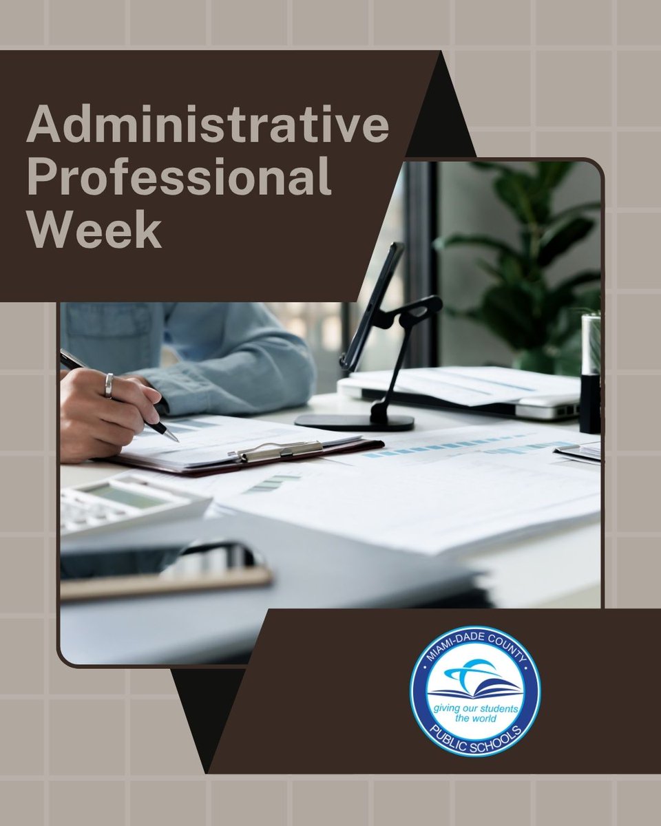 SuptDotres's tweet photo. As we celebrate Administrative Professionals Week, I want to extend a huge thank you to the incredible team members who keep our offices running smoothly and our students supported. From greeting families with a smile to managing the daily operations of our schools, buildings, and offices.  You are truly the glue that holds @MDCPS together! We couldn't do it without you! #YourBestChoiceMDCPS