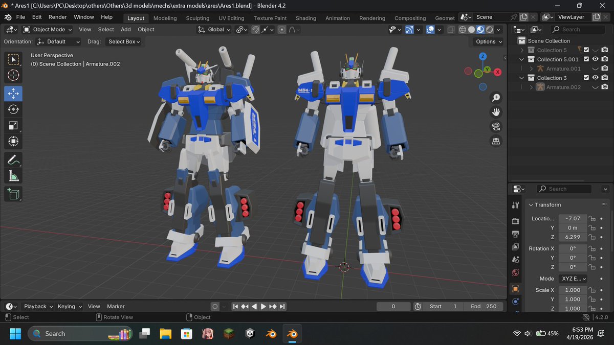 Kiranaise's tweet image. Made an upgraded version of the bigger Gundam unit, for story reasons (I'm not writing anything just making something in my mind).

#3dmodel #Gundam #oc #mech