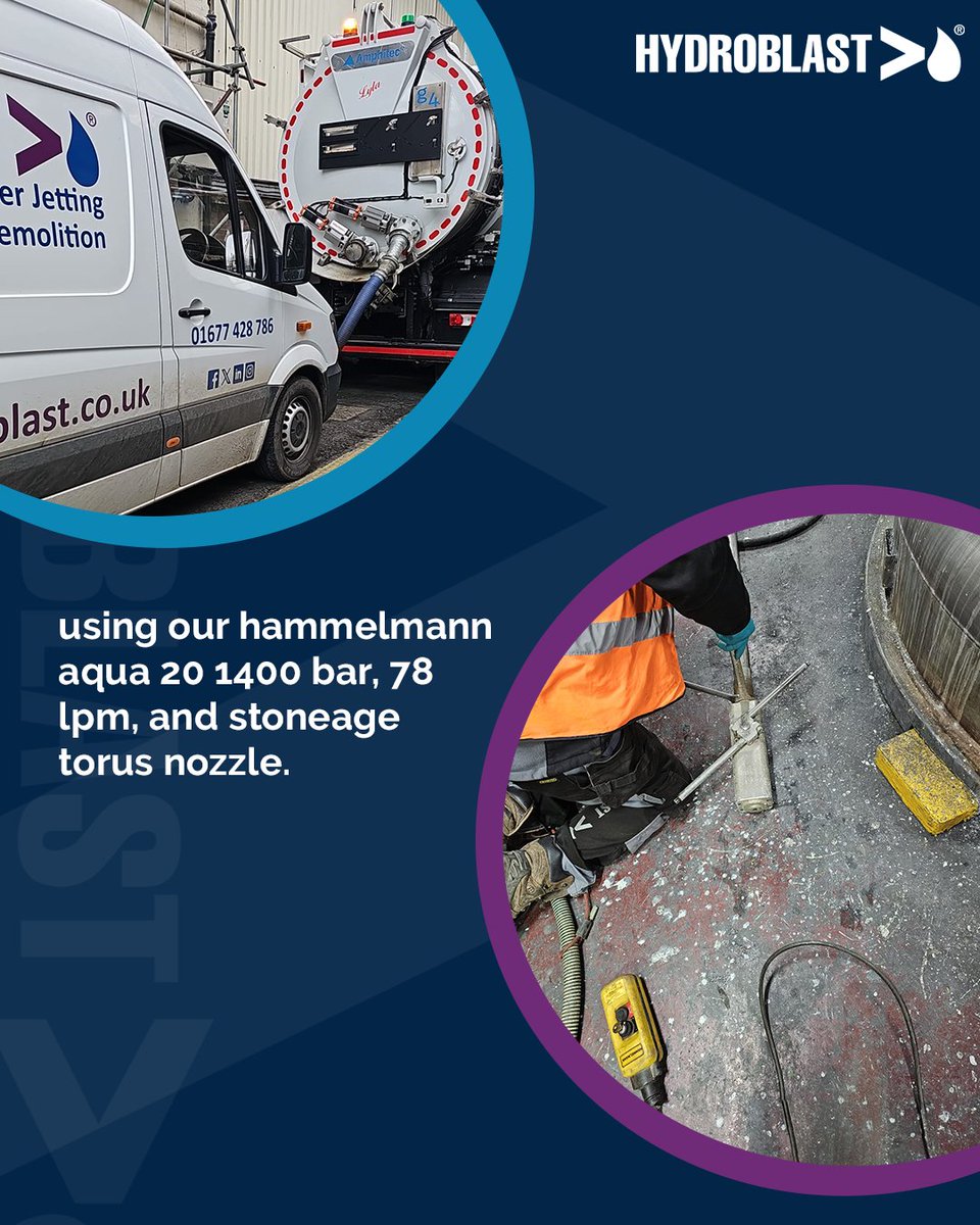 Hydroblastltd's tweet photo. Two tanks cleaned in the North East over four days 💪

Using our Hammelmann Aqua 20 (1400 bar / 78 LPM) and a StoneAge Torus nozzle, we delivered a fast, efficient clean with minimal downtime.

Full waste removal handled by our team, including safe off-site disposal. https://t.co/PsPPCU7tPV