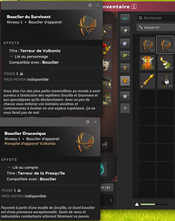 diamondosaurus's tweet photo. @liche_fr Je possède le Bouclier du Survivant sur Dofus, attribué à 8 joueurs par serveur : l’équipe au plus bas niveau ayant vaincu Grozilla et Grasmera à l’ouverture de Vulkania. Un objet rare, symbole d’exploit et de fierté. https://t.co/gWmPqnvHyY