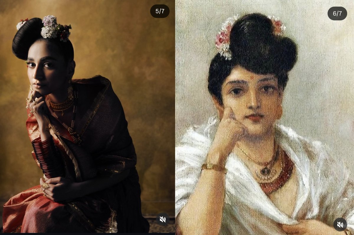 Thread on Pakistani Fashion and creativity of their fashion Designers : 

> Using Indian Painter Raja Ravi Varma's portrait of a Malayalee Hindu lady named Mahananda as inspo for his Musawwari collection Without credit.