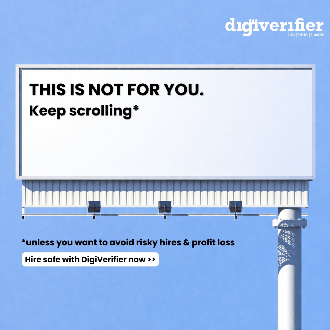 DigiVeriferHQ's tweet image. Background verification isn’t just a formality. When done early, it helps you catch risks before they turn into costly mistakes.

That’s why pre-offer verification matters more than ever. Book DigiVerifier's FREE DEMO.

#HR #Hiring #BGV #BackgroundVerification #DigiVerifier