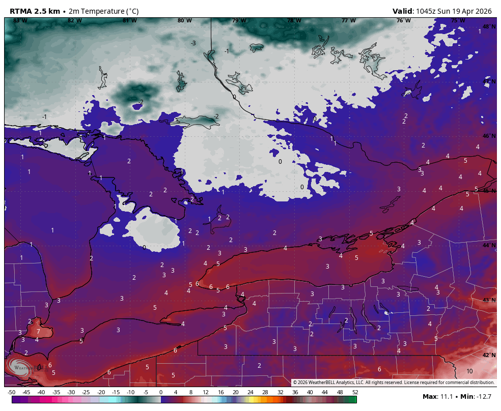 WxOntario1's tweet image. Chilly start to the day across Southern #Ontario

Temps range from the low single digits to near 0C

Cool afternoon with temps in the mid/ upper single digits and a brisk west wind

Snow/ graupel showers develop this afternoon. Limited accumulations until the sun sets

#OnWX