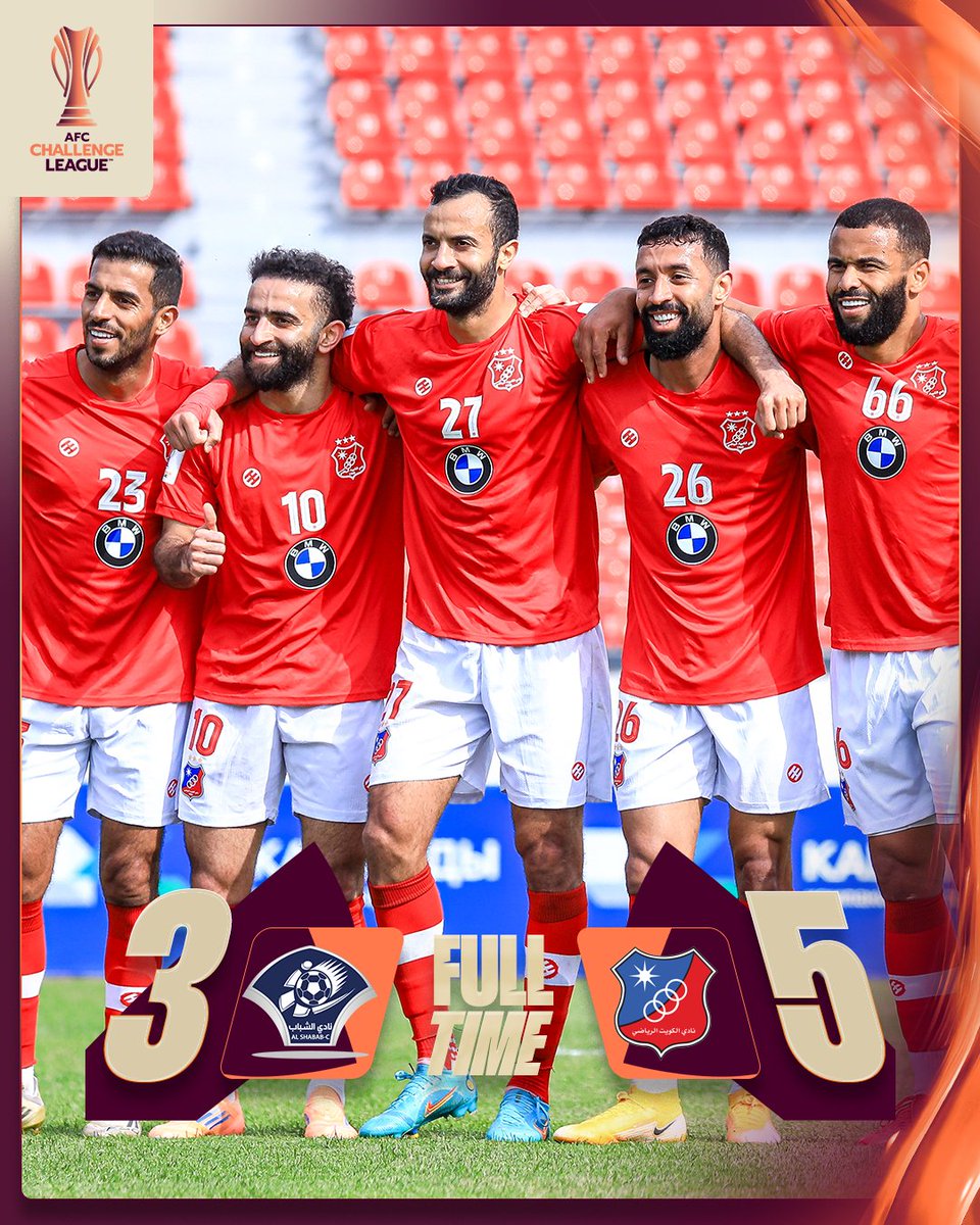 TheAFCGL's tweet image. 𝗙𝗧  | 🇴🇲 Al Shabab 3️⃣-5️⃣ Kuwait SC 🇰🇼

Kuwait SC power into the semi-finals despite a late fightback from the hosts!

#Challenge League | #SHAvKSC