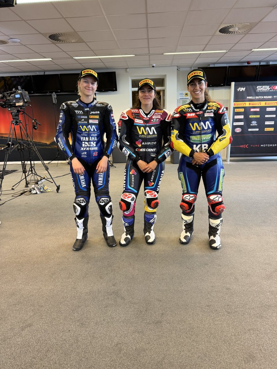 GRTYamahaWSBK's tweet photo. @PataMaxusYamaha 🤝 @GMT94

Making history today in @World_WCR with @yamaharacingcom 

Race 2 was a film: drops of rain, last lap thriller 🥵 

Maria is second at the flag, but was a race it was and we also extend championship lead after this round ✌️ https://t.co/8FoKj9iHsH