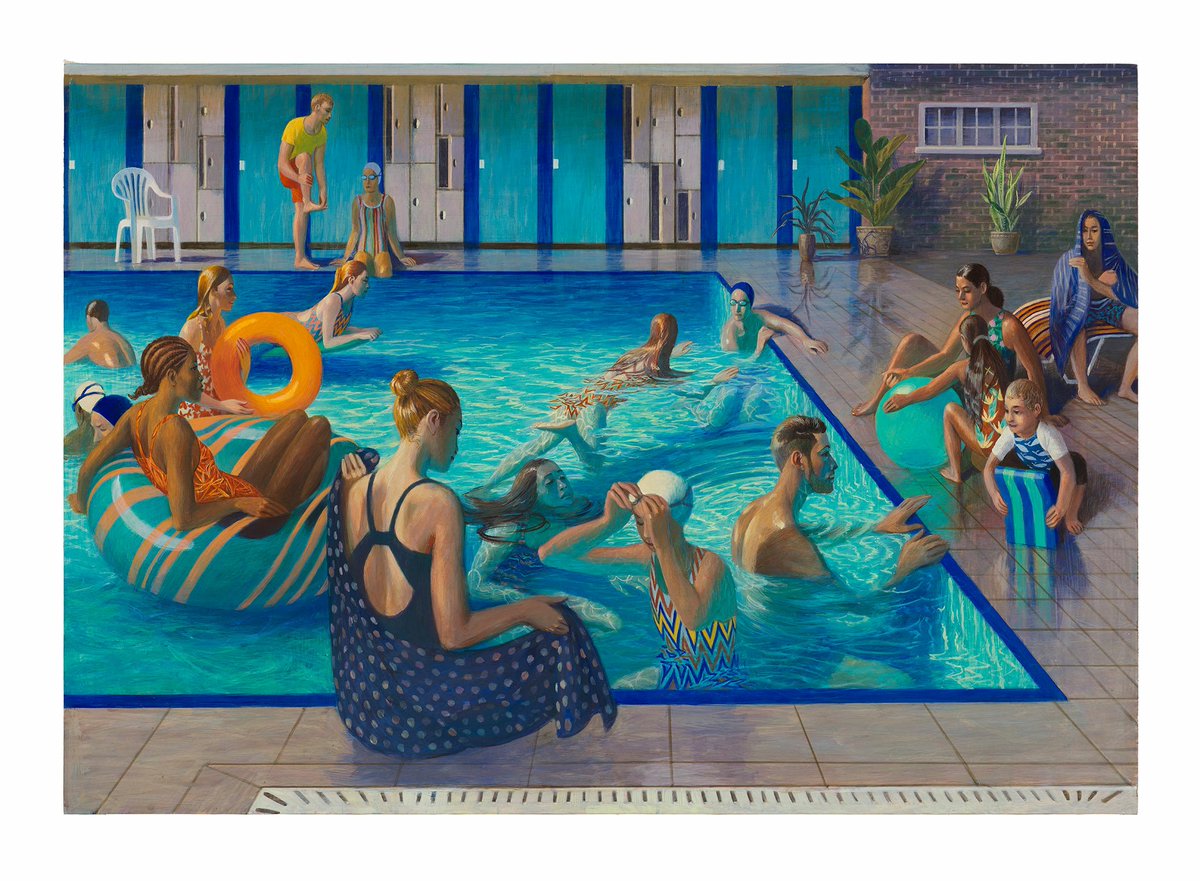 Pickaxe84199830's tweet image. #painter #painting #swimming 
Benjamin Senior, b. 1982 - UK
At the Lido, 2020
