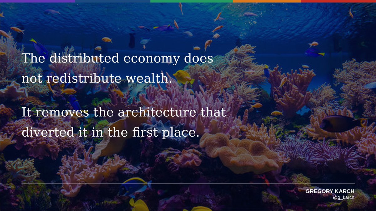 g_karch's tweet image. The distributed economy does not redistribute wealth.

It removes the architecture that diverted it in the first place.

#DistributedEconomics #Web3 #Blockchain