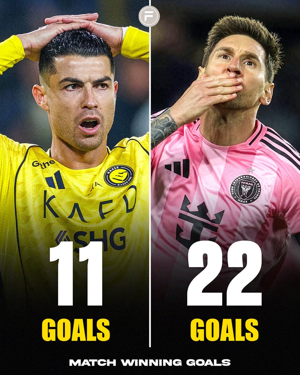 🚨| BREAKING: Lionel Messi now has twice as many match-winning goals for Inter Miami as Cristiano Ronaldo has for Al Nassr.😳🐐