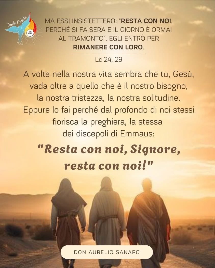 📖✨ «Lo riconobbero nello spezzare il pane.»

Quando tutto sembra perduto, Gesù cammina con noi, spiega, scalda il cuore… e si rivela nei gesti più semplici.
Invitalo a restare: la sera diventa luce. 🙏 #Vangelo #Emmaus