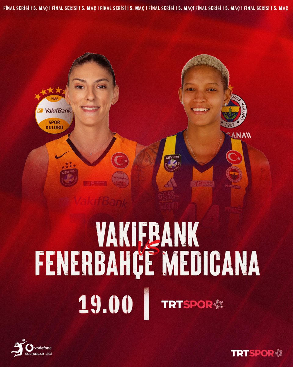trtsporyildiz's tweet photo. 🏆 Vodafone Sultanlar Ligi'nde Şampiyonluk Maçı

🏐 VakıfBank ve Fenerbahçe Medicana ligde şampiyonluğa 1 maç uzaklıkta! Kazanan kupayı müzesine götürecek.

🗓 Bugün, 🕖 19.00
📺 TRT Spor Yıldız https://t.co/eNsmkeka6c