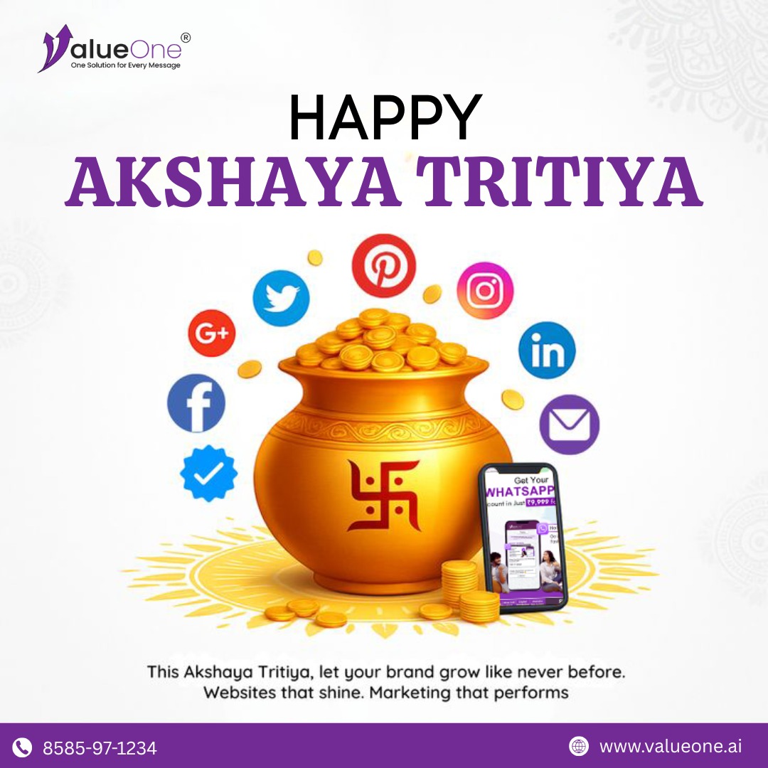 valueoneai's tweet image. ✨ Celebrate Akshaya Tritiya with Growth &amp;amp; Prosperity!
Let your brand shine brighter with powerful marketing &amp;amp; smart digital solutions 🚀

#AkshayaTritiya #DigitalGrowth #MarketingSolutions #BusinessGrowth #WhatsAppMarketing #SocialMediaMarketing #StartupIndia