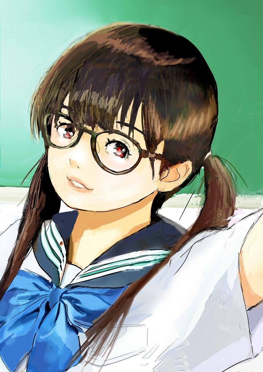 教室で自撮り眼鏡っ子セーラー | SAI60 #pixiv pixiv.net/artworks/14374… 
＃イラスト練習中＃絵描きさんと繋がりたい