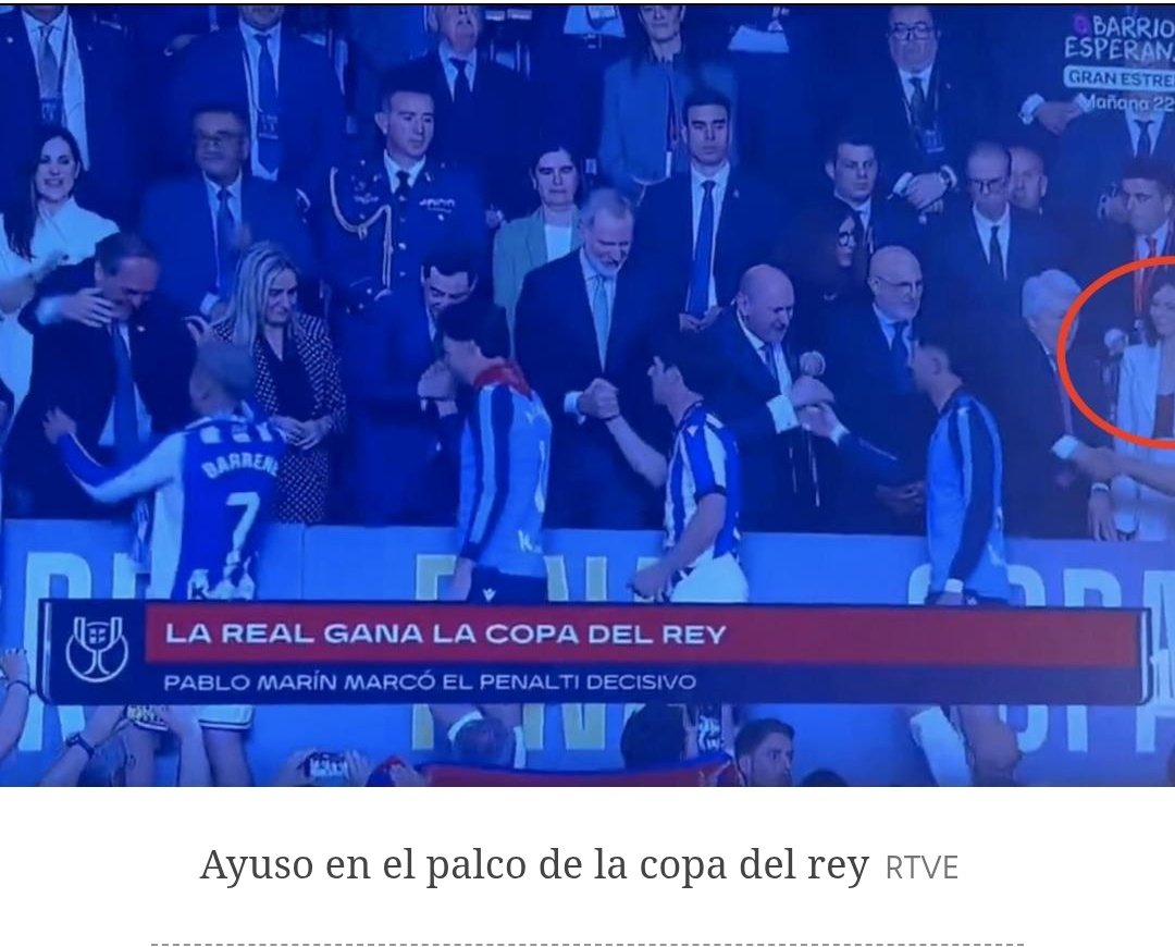 Oyarzabal ignora a Ayuso 
Palco de la Copa del Rey
Ooooleee por Oyarzabal 💃💃
#BuenosDías