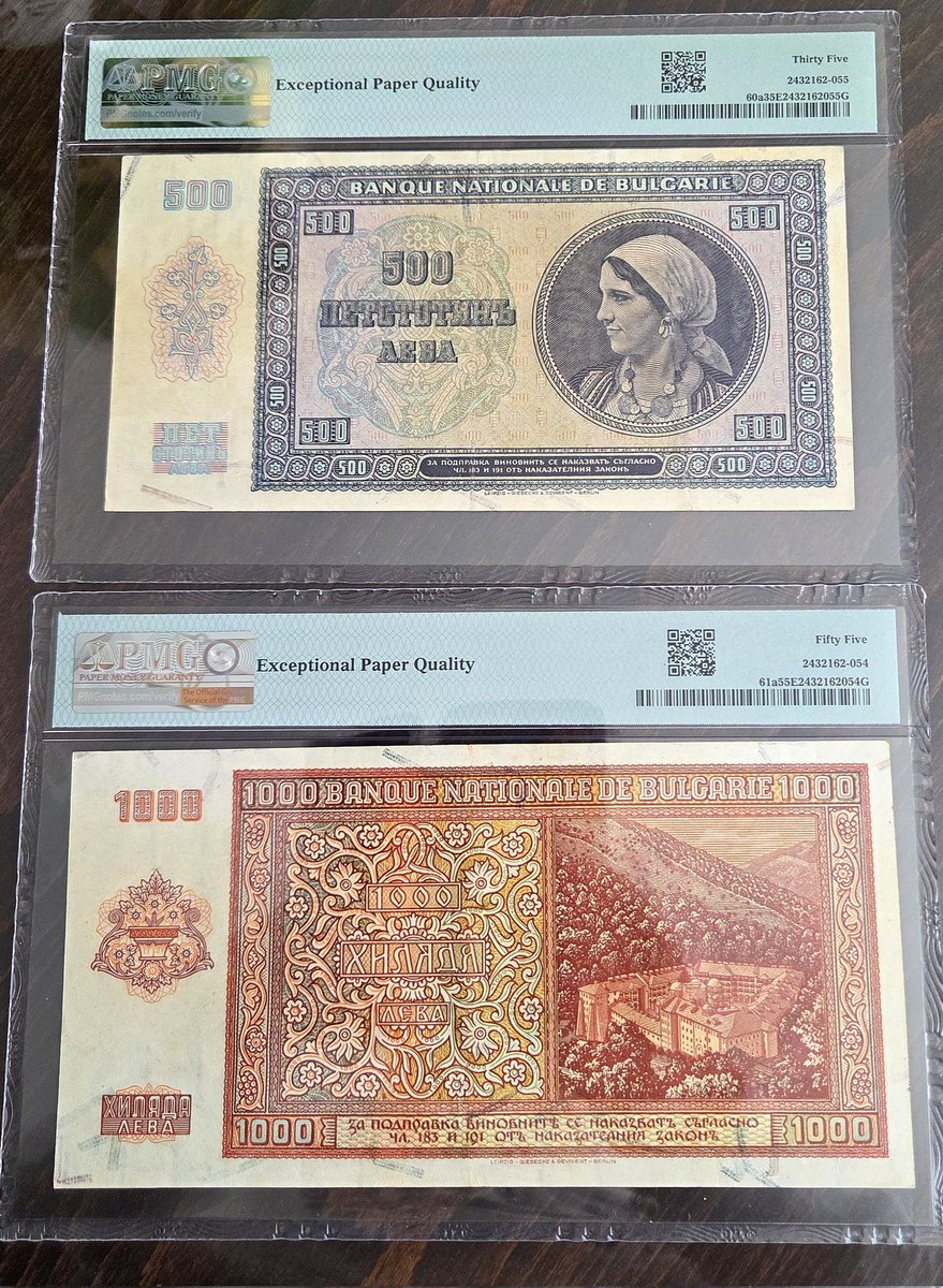 Nesko_RZ's tweet image. 1942 🇧🇬 Bulgaristan hatırası…

PMG sertifikalı iki özel parça:
💵 500 Leva – VF 35
💵 1000 Leva – AU 55

Zamanın izini taşıyan biri, neredeyse kusursuza yakın diğeri…
Tarih sadece okunmaz, koleksiyonlarda yaşar.

#banknot #numizmatik #PMG #Bulgaristan #koleksiyon #tarih
