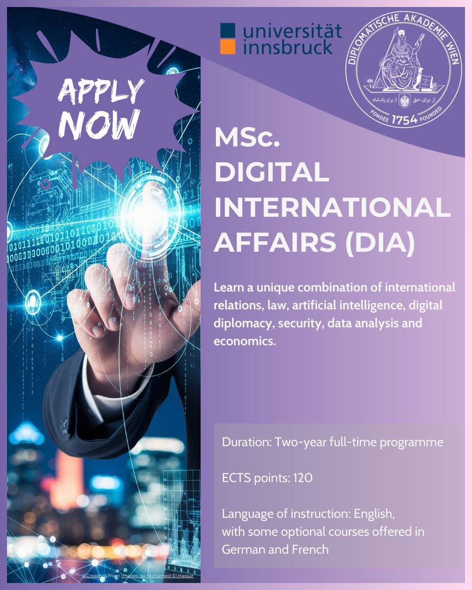 DA_vienna's tweet photo. Apply now to our MSc. DIA and become part of the next generation of digital leaders. We are currently still accepting late applications for the upcoming academic year, starting in September 2026. 🔗https://t.co/EuTapz77Xl https://t.co/CGZXPWPP3P