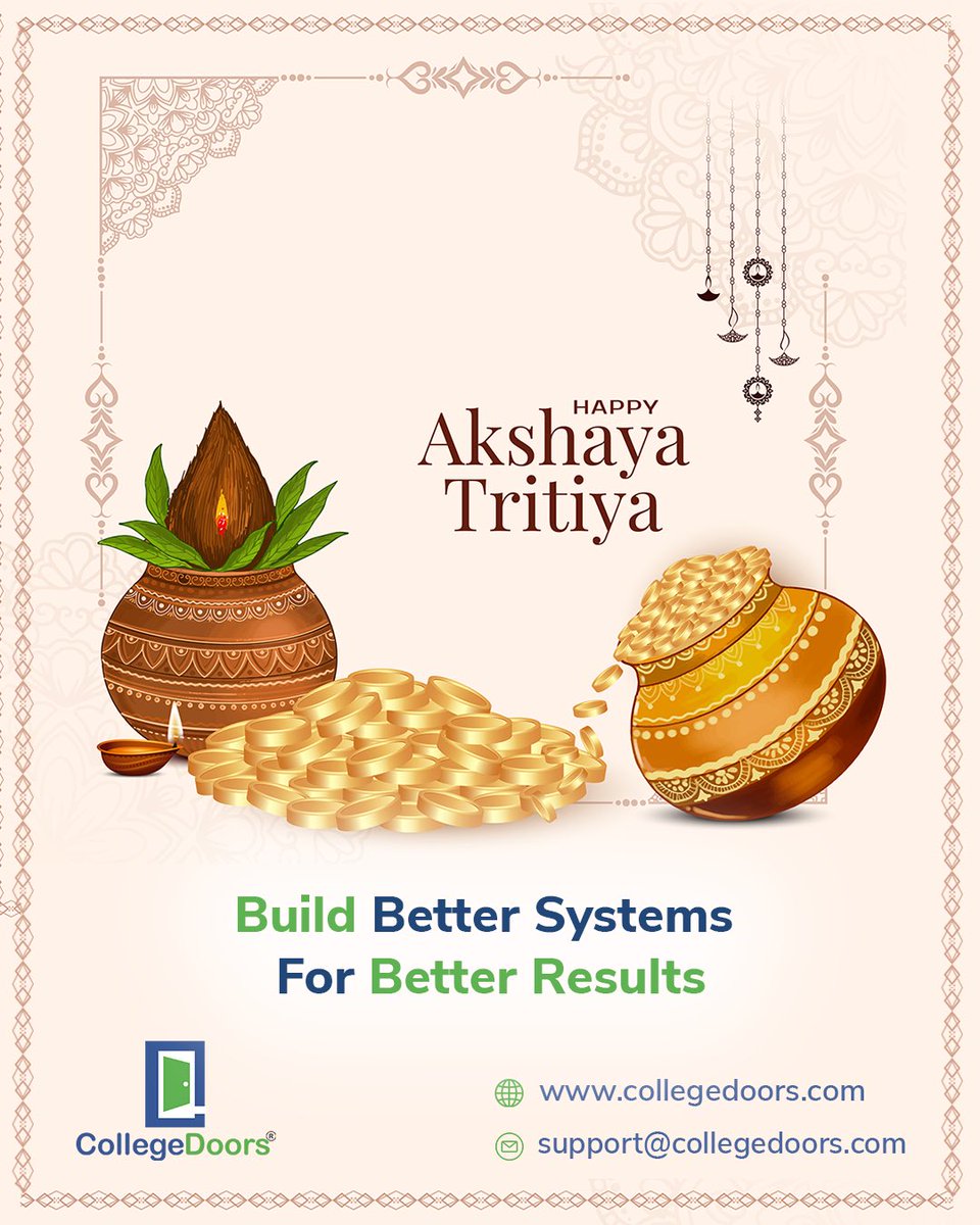 CollegeDoors's tweet photo. Happy Akshaya Tritiya ✨
May this auspicious day bring growth, progress, and success that lasts.
#akshayatritiya #studentsuccess #coachinginstitutes #assessmenttools https://t.co/RSLhvMLdMb