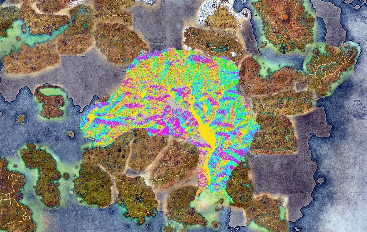 Tunnelsnakefool's tweet image. Cyrodiil's water flow directions. Love these colorful ass maps #elderscrolls #oblivion