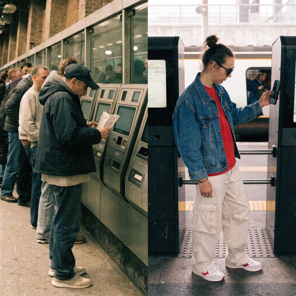 GoRider_Iseine's tweet image. Compare &amp;amp; Decide ⚖️

Paper tickets vs mobile apps 📱

🔹Then: wait in line, lose it once — game over
🔹Now: tap. done

And we still accept outdated systems in 2026?
Speed wasn’t the real upgrade.
Convenience was.

#GoRider #TransitTech #SmartCity #Mobility #Future